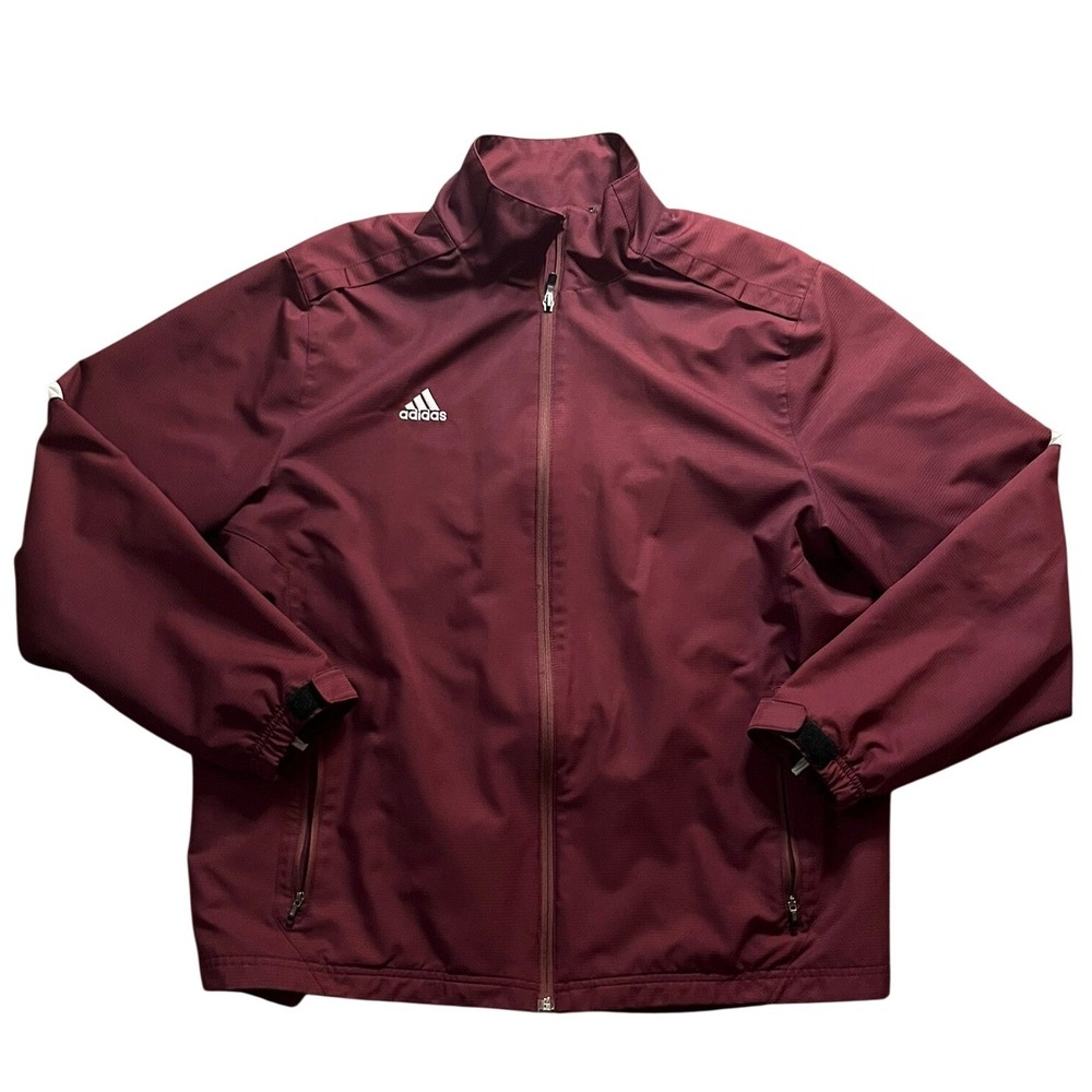 Adidas Mens Large Maroon Full Zip Track Jacket Burgundy Training Coat Run DMC